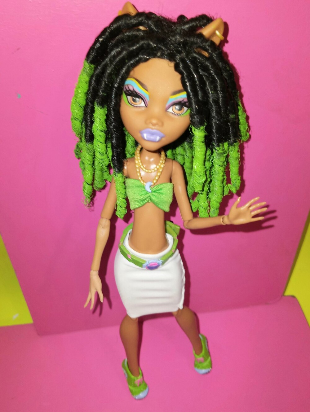 Custom Monster High Clawdeen Wolf doll With locs